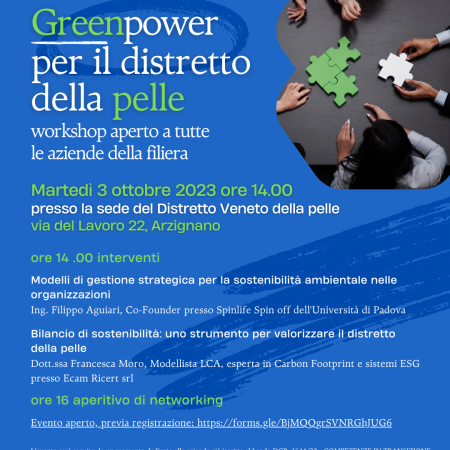 Il Distretto Veneto della Pelle con Cesar e Niuko vince il Bando “Competenze in Transizione”: si parte con l’evento “Greenpower per il Distretto della Pelle” martedì 3 ottobre ore 14.00
