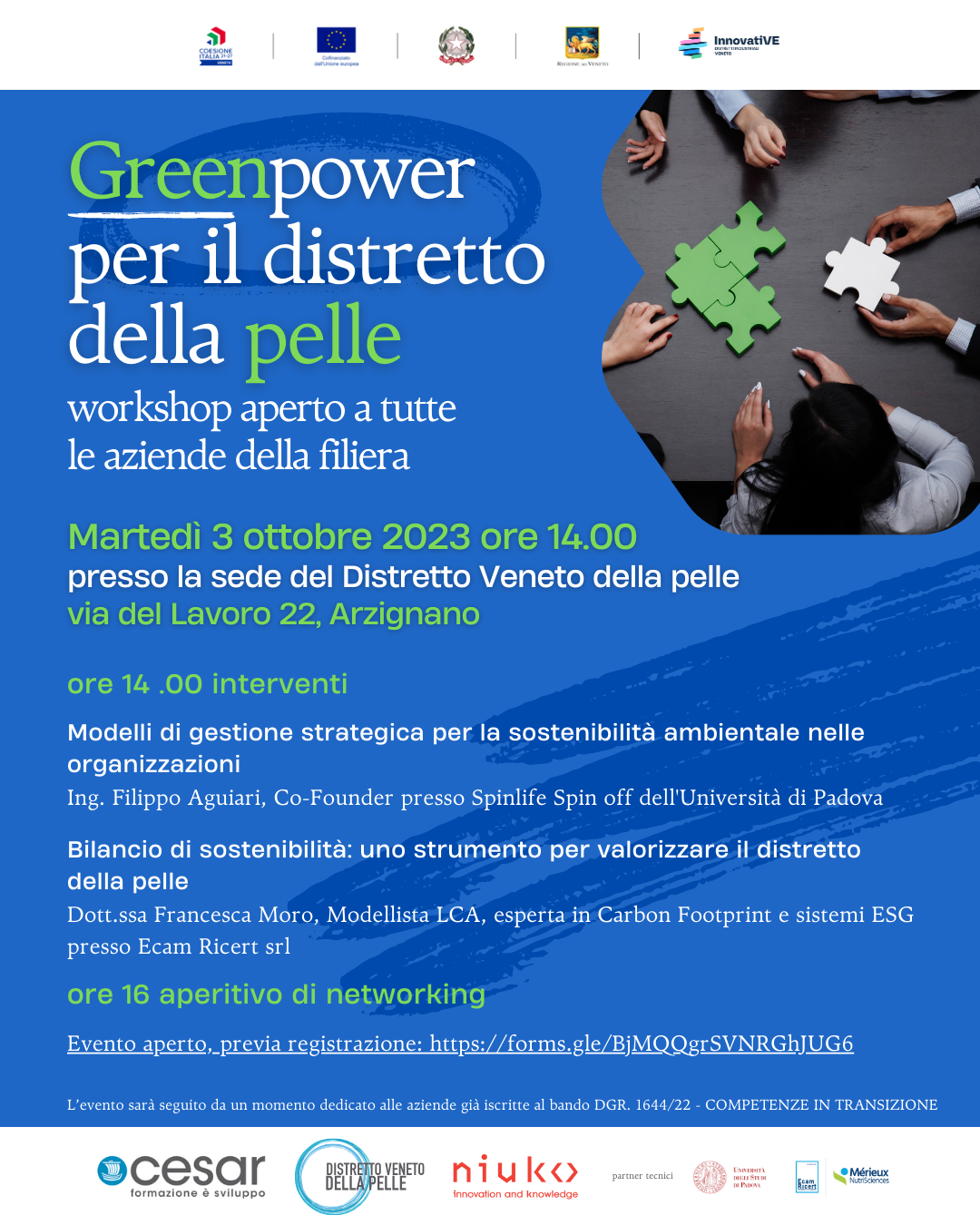 Il Distretto Veneto della Pelle con Cesar e Niuko vince il Bando “Competenze in Transizione”: si parte con l’evento “Greenpower per il Distretto della Pelle” martedì 3 ottobre ore 14.00