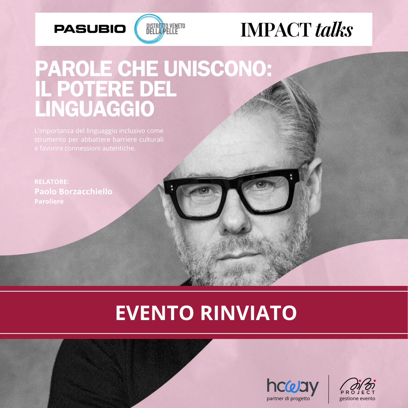 Rinvio dell’incontro “Parole che uniscono: il potere del linguaggio” con Paolo Borzacchiello