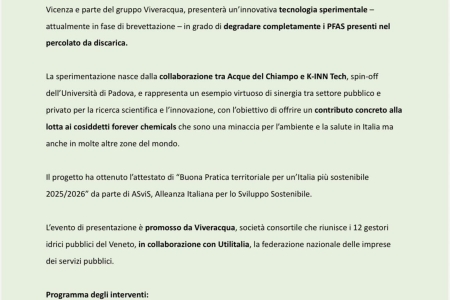 Acque del Chiampo presenta a Ecomondo la nuova tecnologia sperimentale anti Pfas