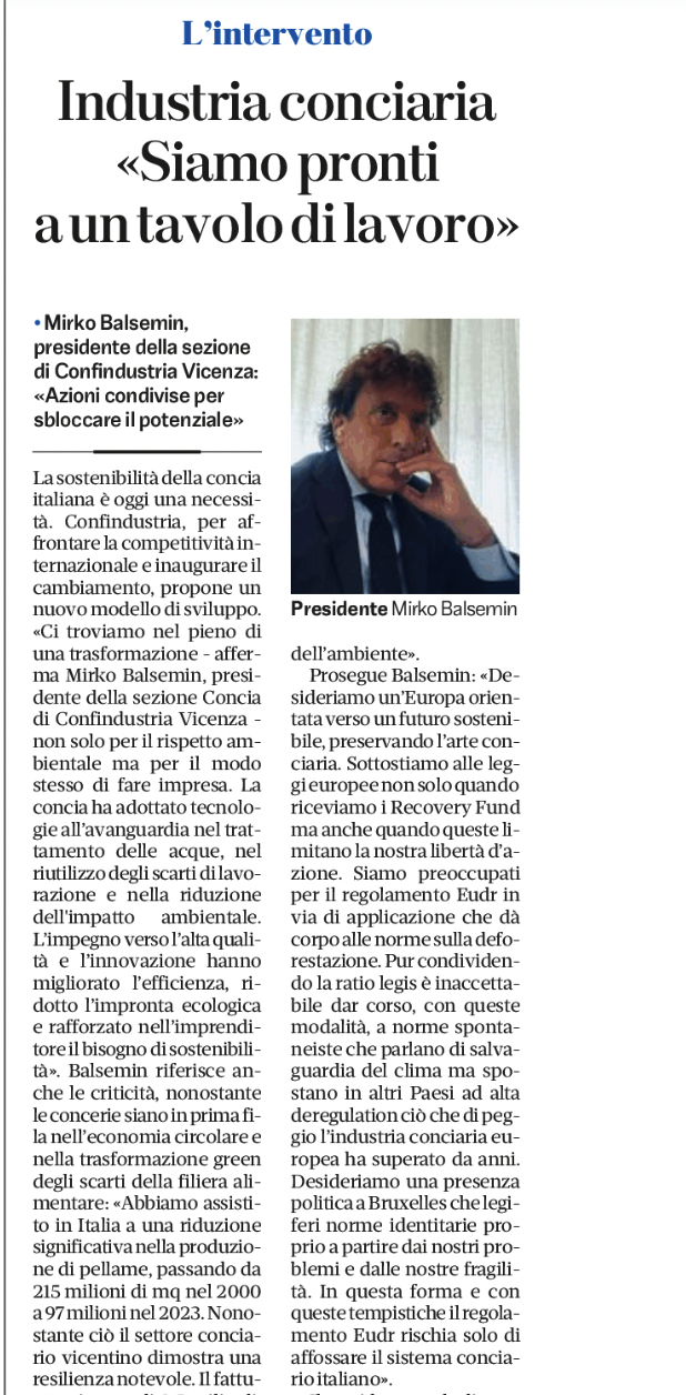 Distretto Veneto Della Pelle Intervista Gdv Mirko Balsemin Presidente Sezione Concia Confindustria Vicenza 3